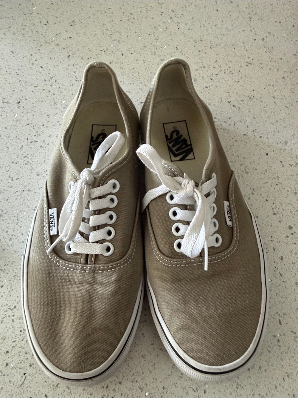 Women’s Vans Canvas Low-Top Sneakers in Khaki and White 8.5